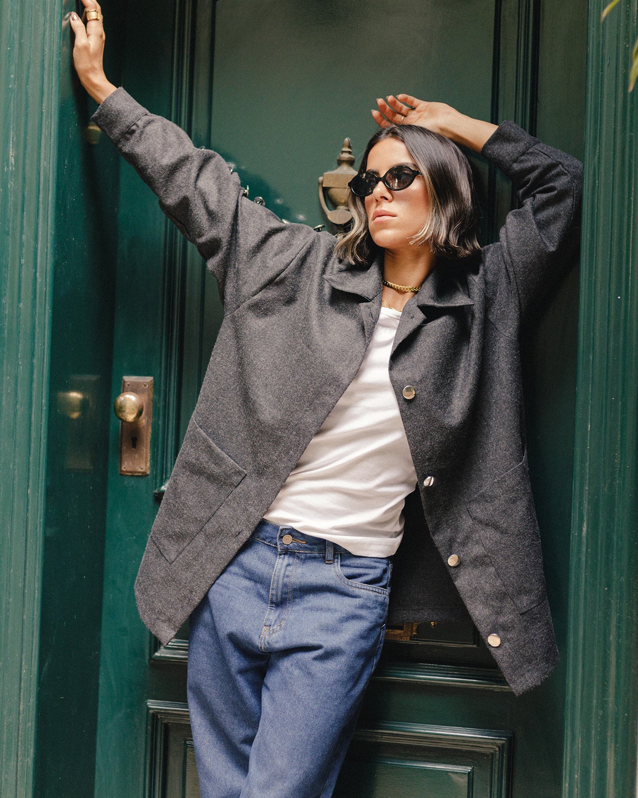 Wool Buttons Pocket Oversized Jacket