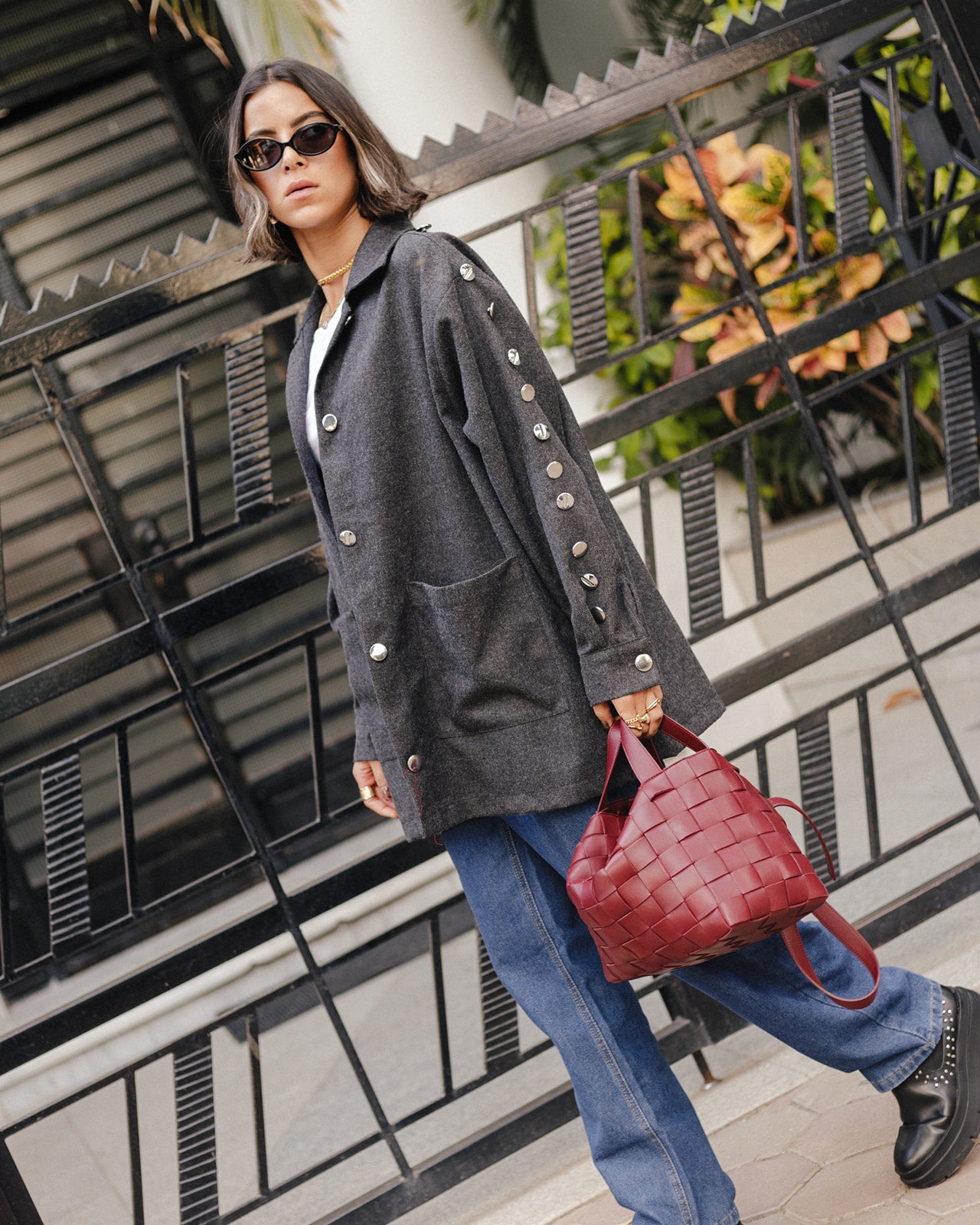 Wool Buttons Pocket Oversized Jacket