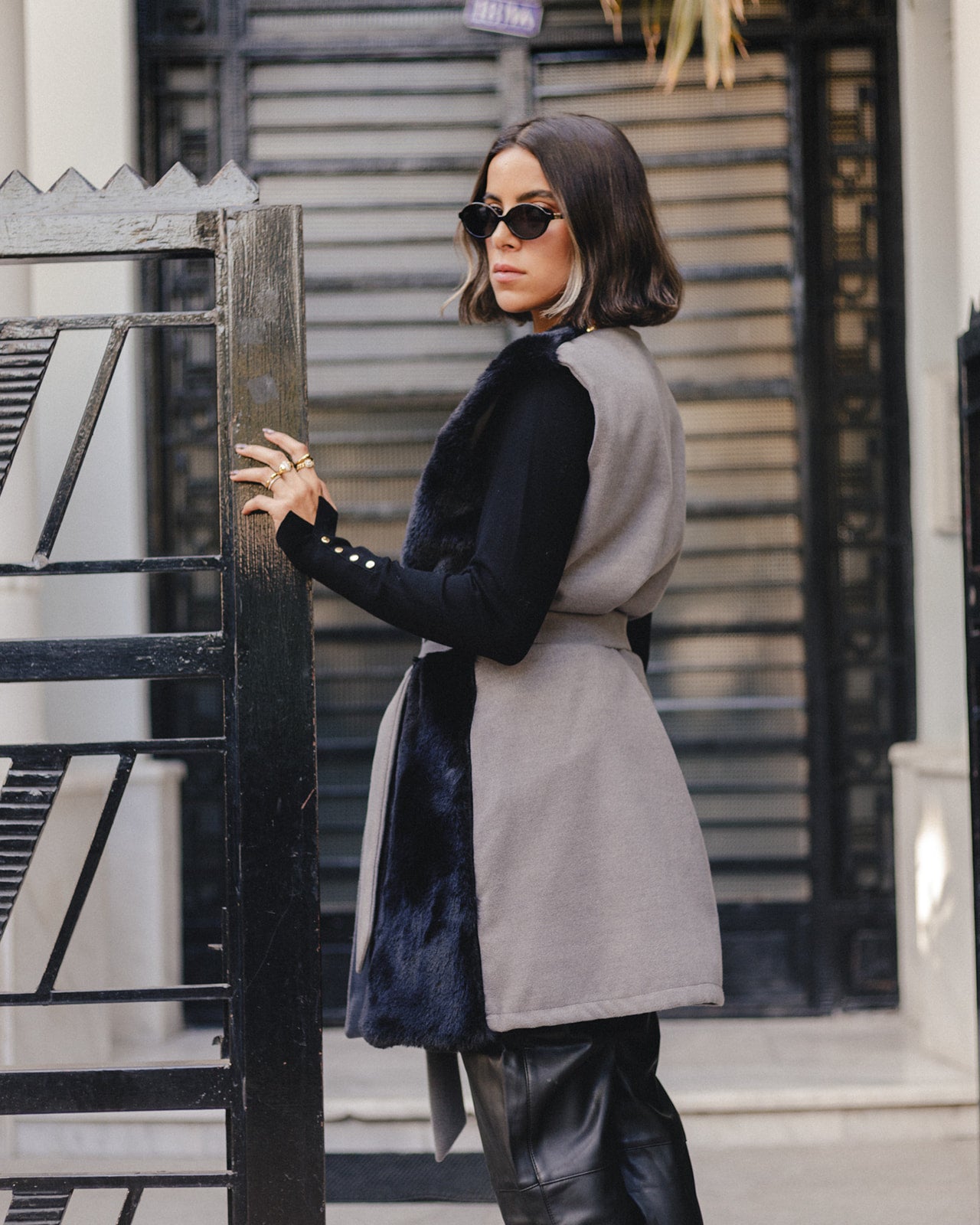 Wool Fur Waistcoat Vest in Grey