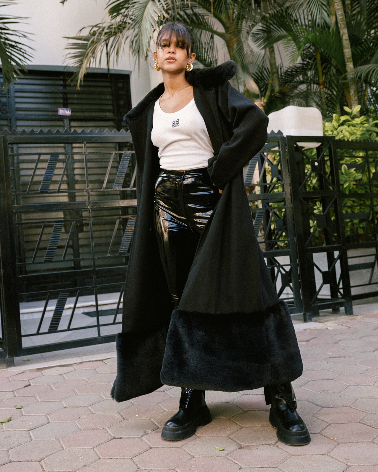 Black Collar Fur Coat