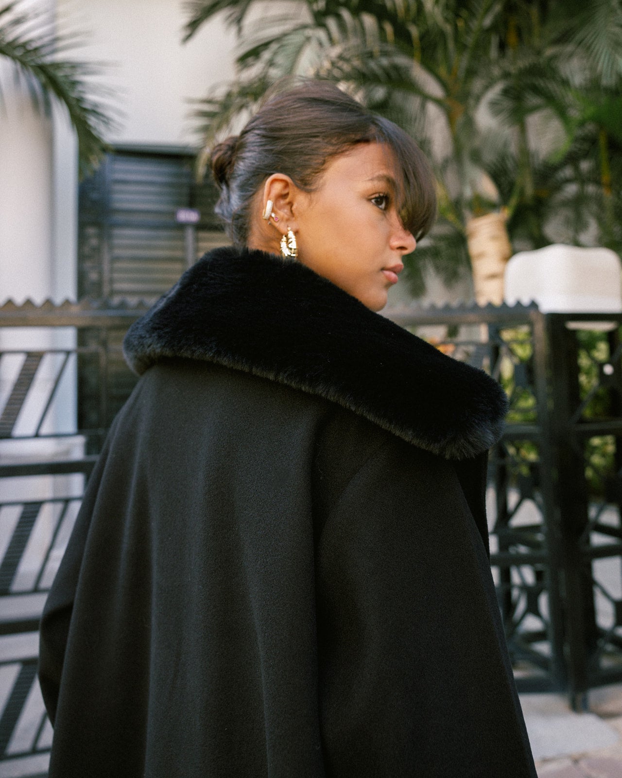 Black Collar Fur Coat