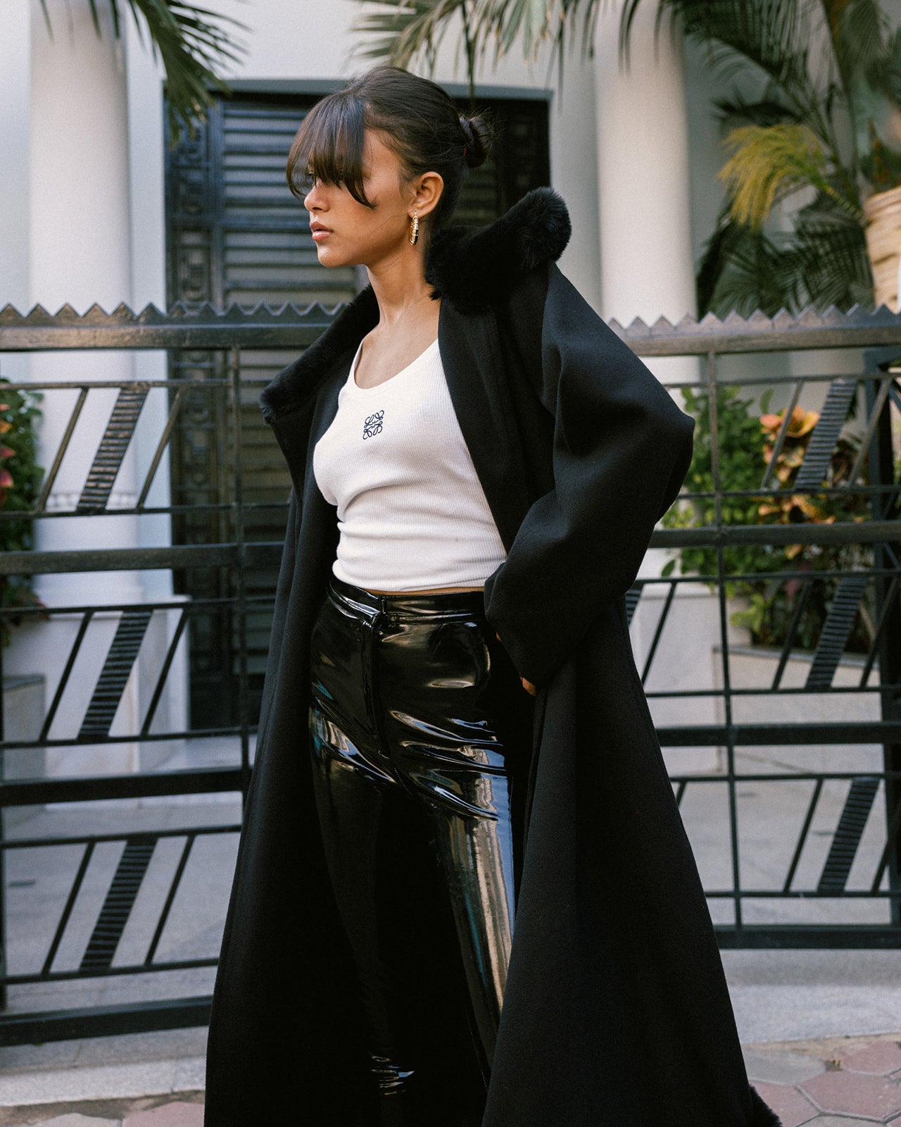 Black Collar Fur Coat