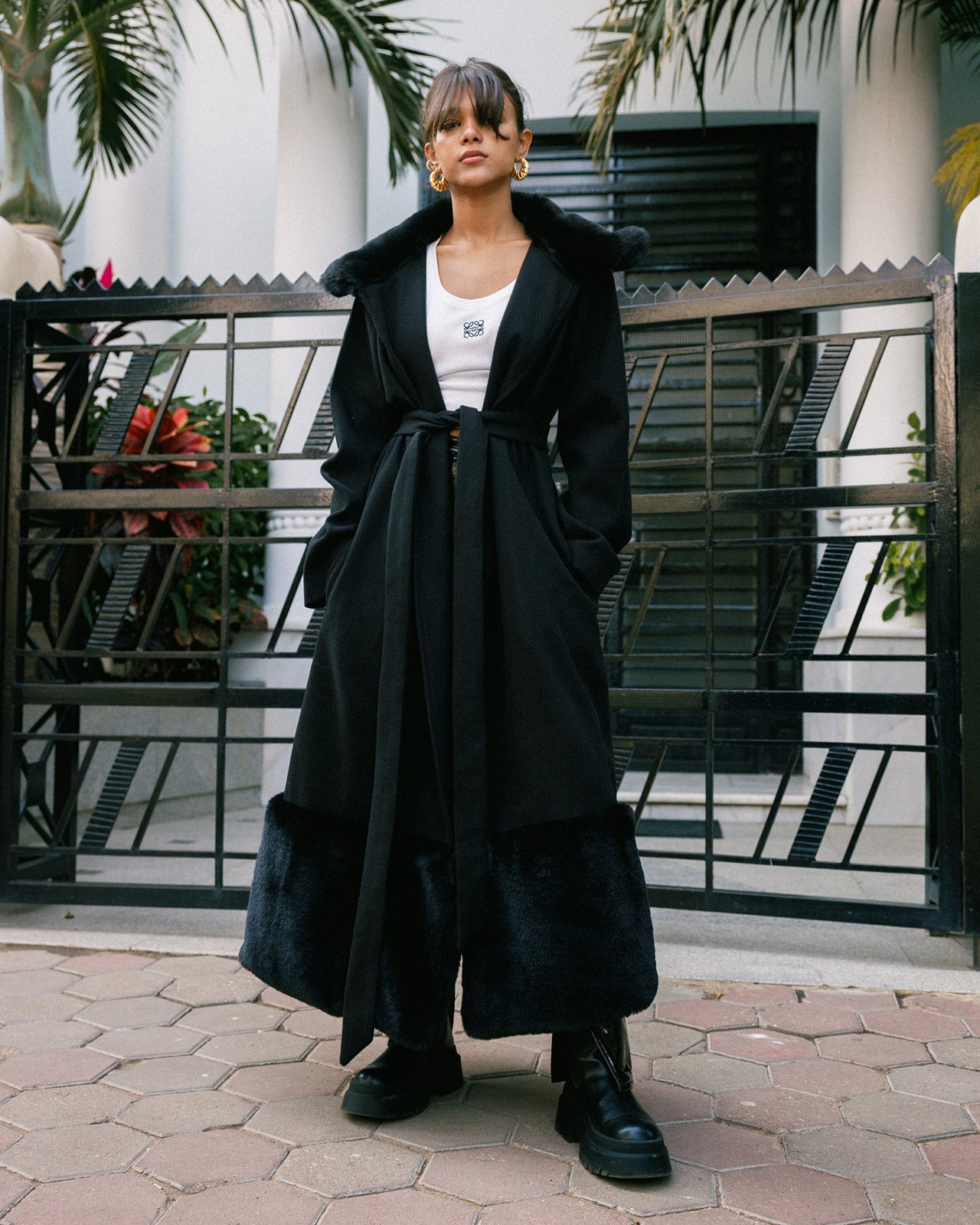 Black Collar Fur Coat