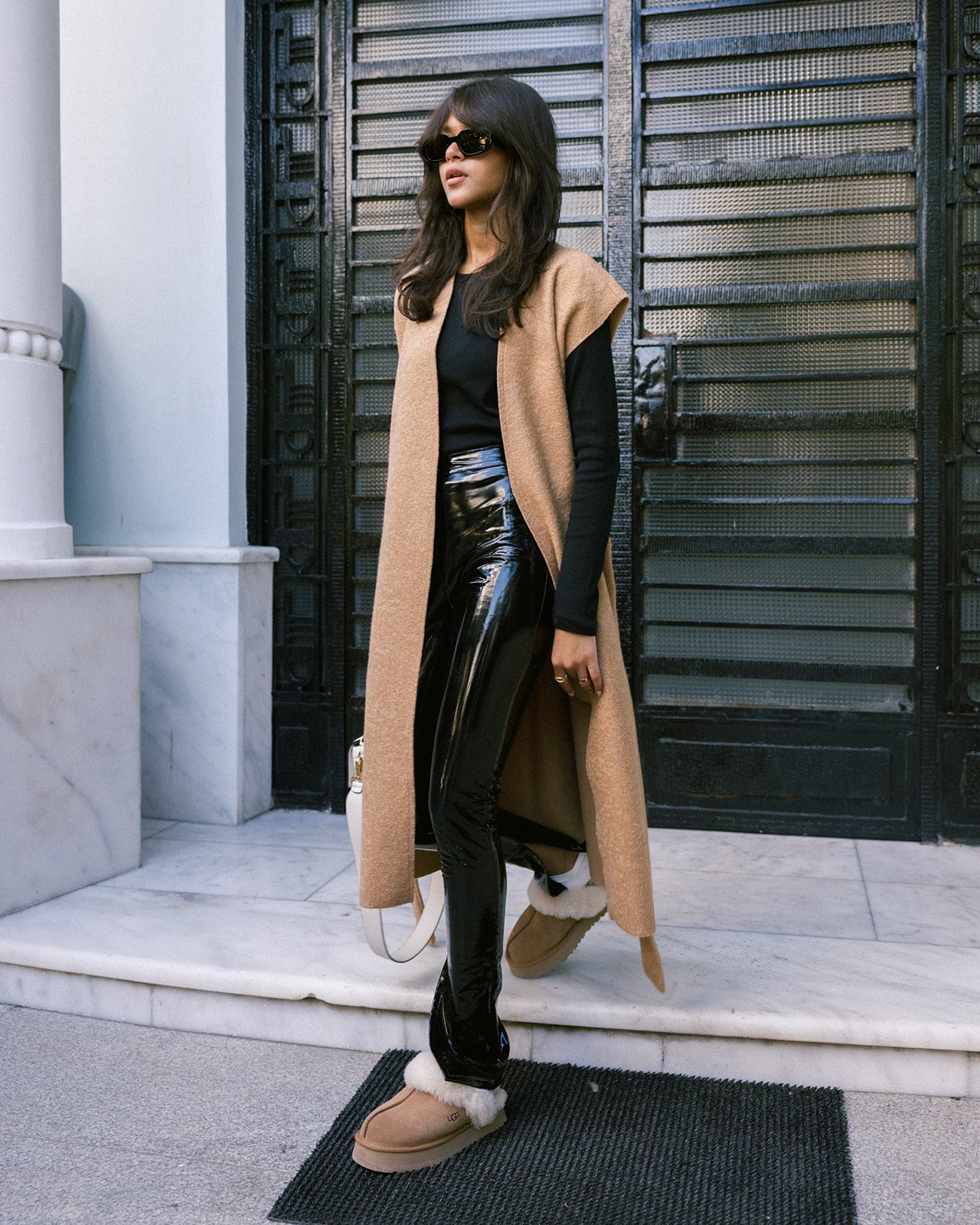 Camel Wool Waistcoat with Belt