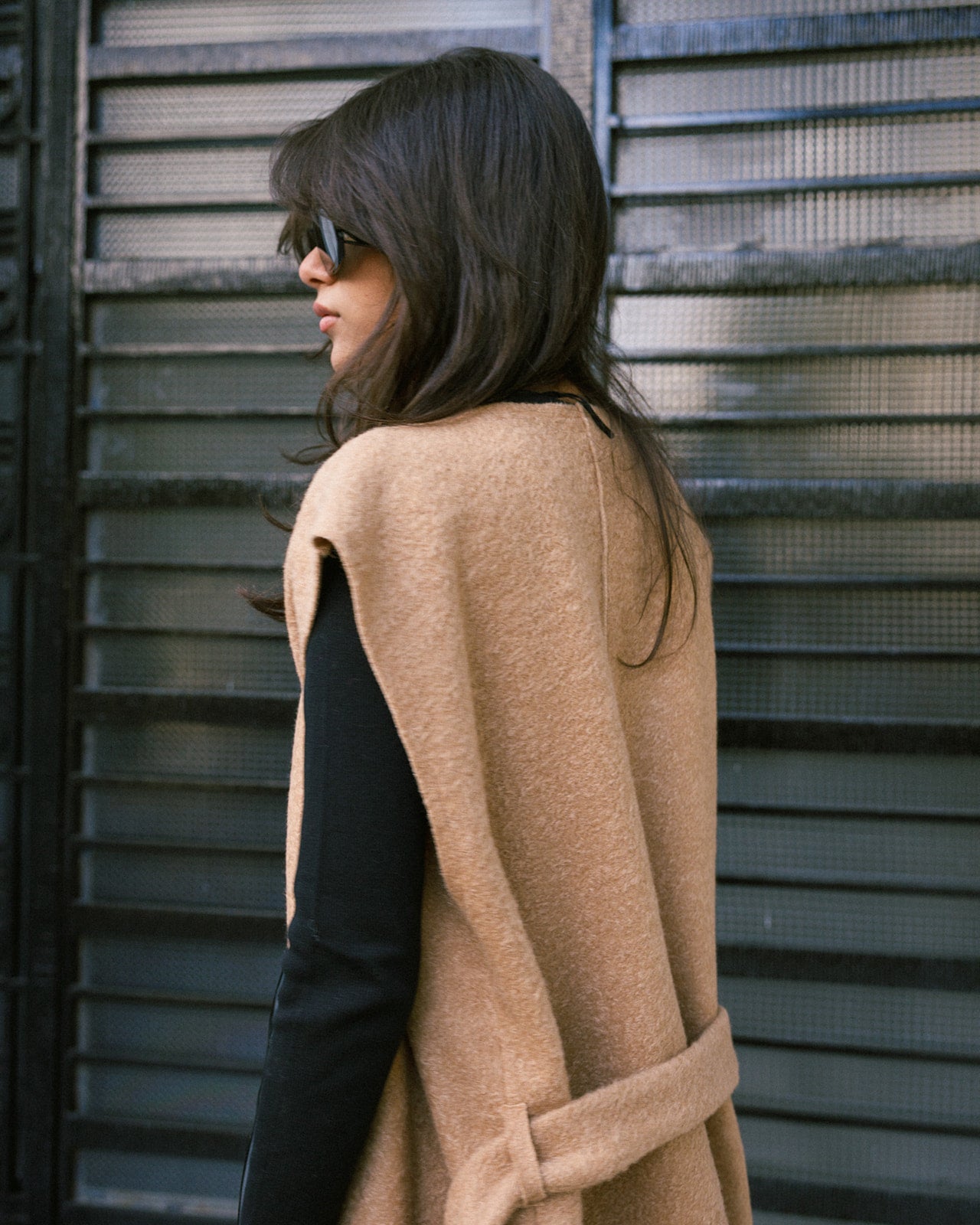 Camel Wool Waistcoat with Belt