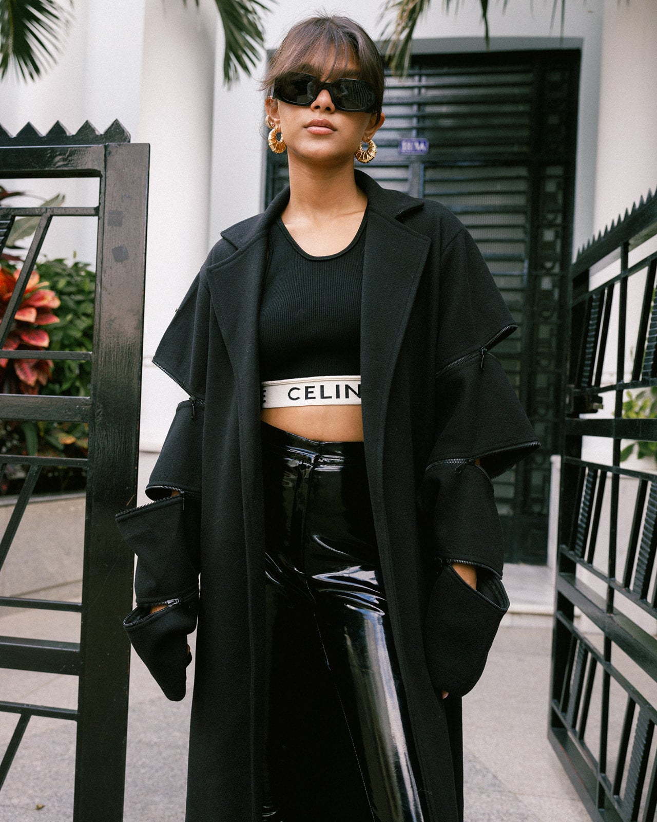 Wool Zipper Coat in Black