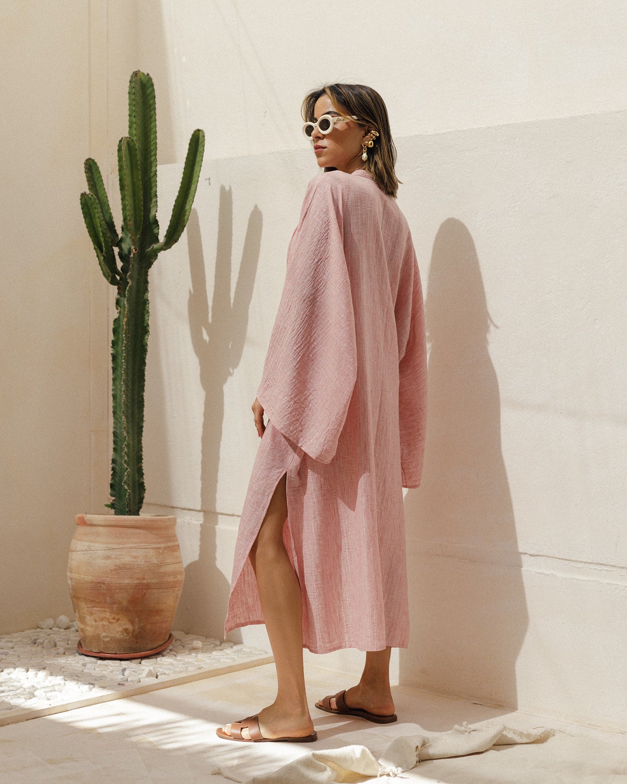 Linen Crisscross Dress in Pink
