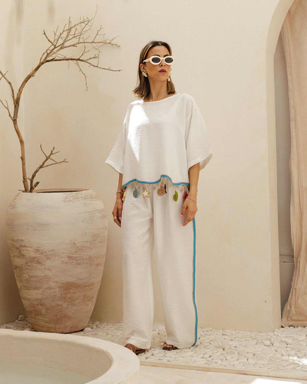 Linen Wavy Hand-Crochet Set