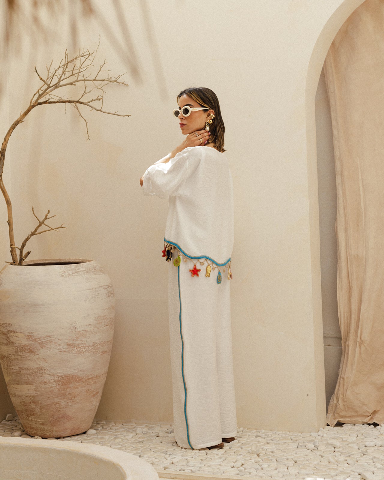 Linen Wavy Hand-Crochet Set