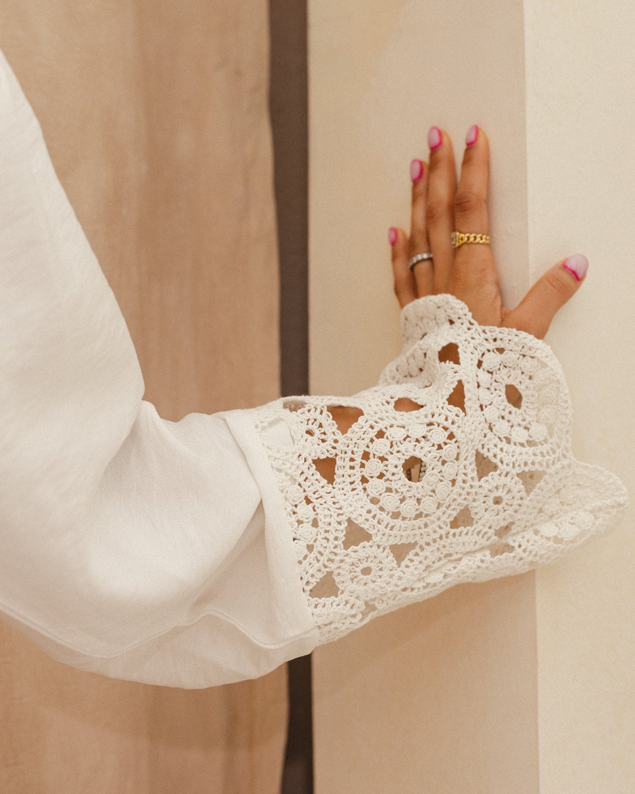 Linen Crochet Shirt Set