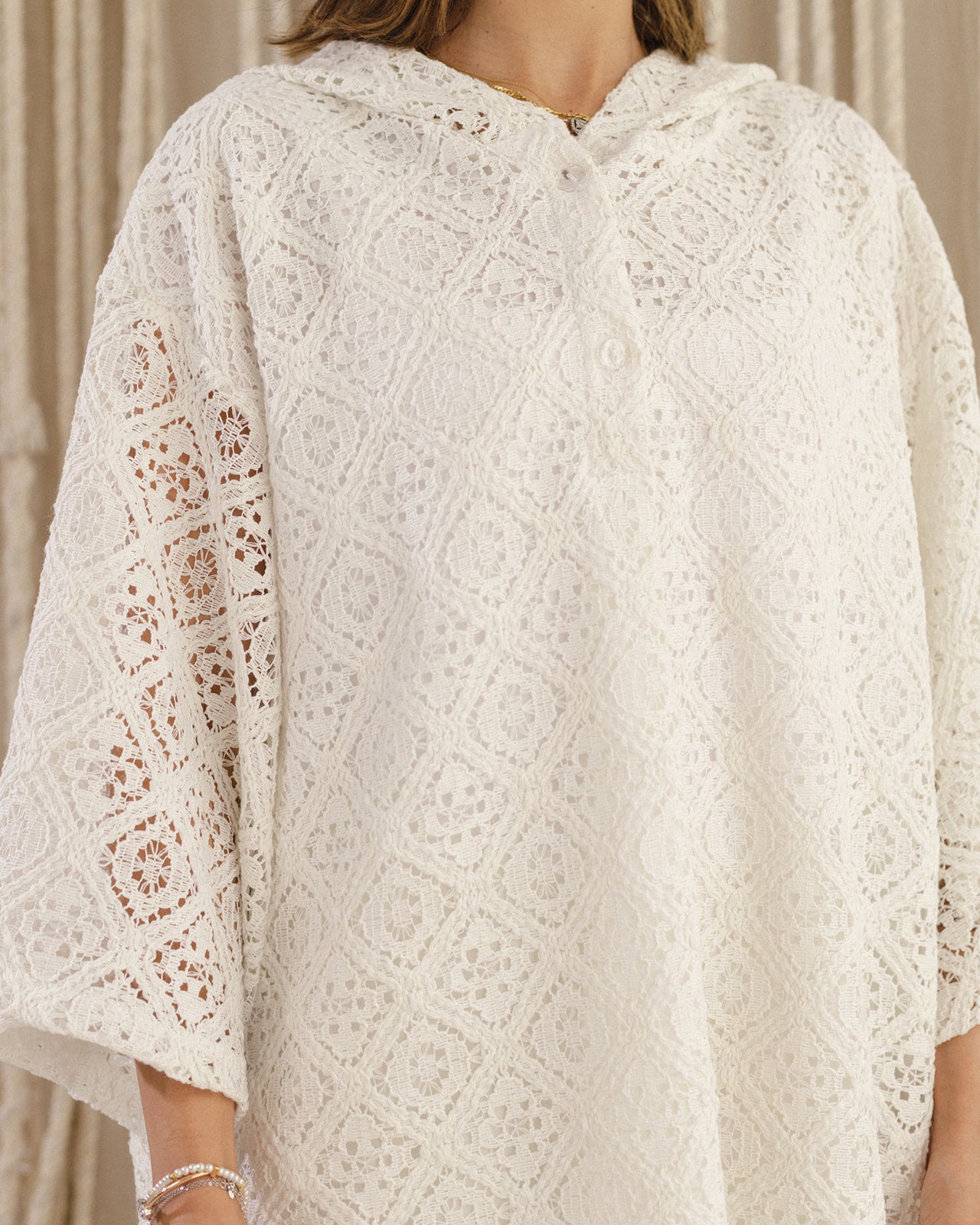 Hooded Crochet Set in White