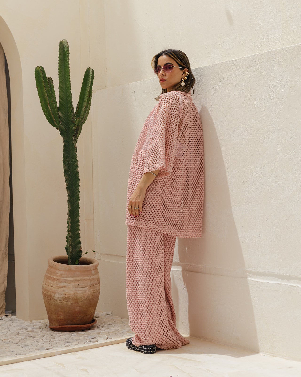 Shirt Crochet Set in Pink