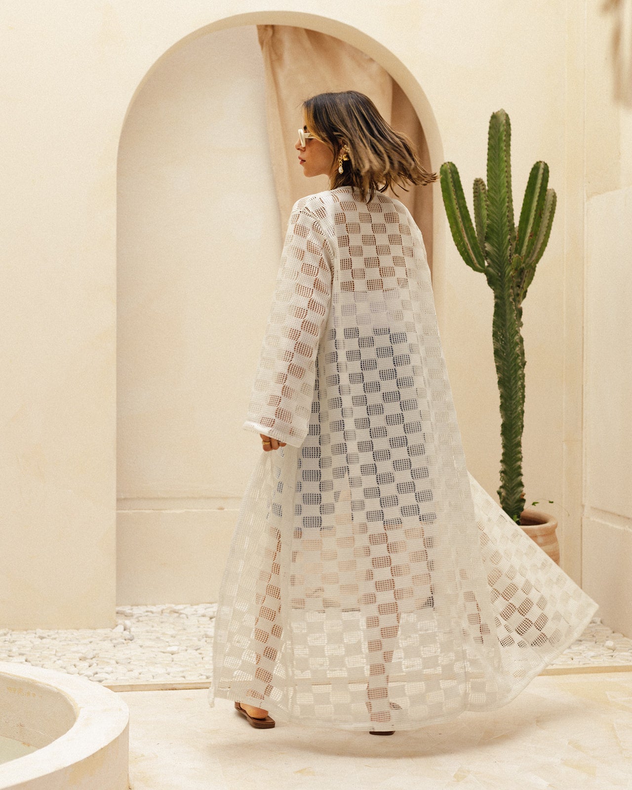 White x Silver Shimmer Long Cardigan