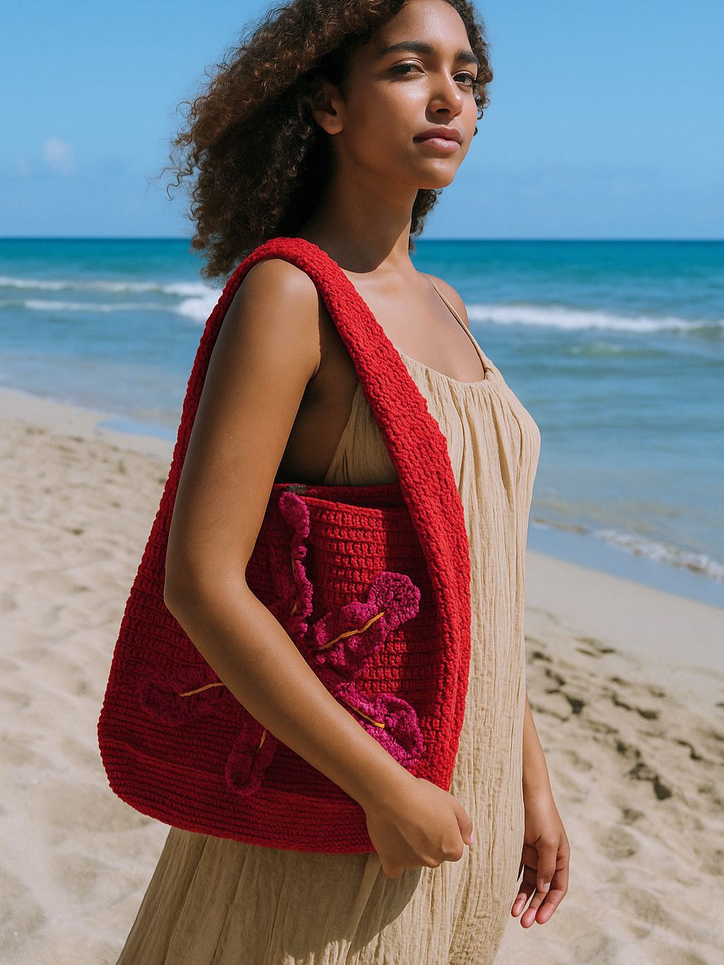 Floral Crochet Shoulder Bag