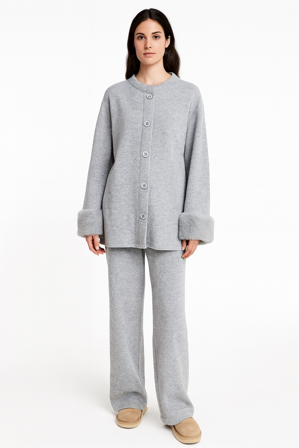 The Fur-Cuff Wool Lounge Set