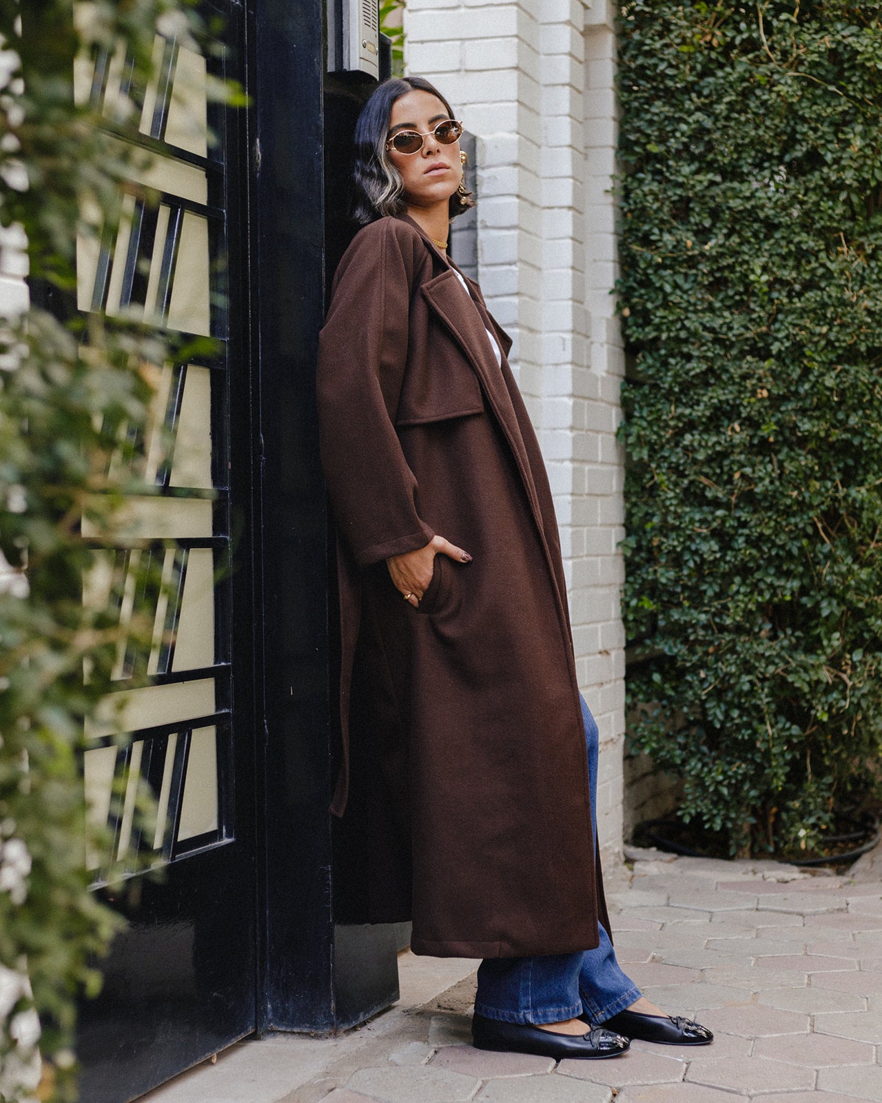 Wool Trench Coat in Brown