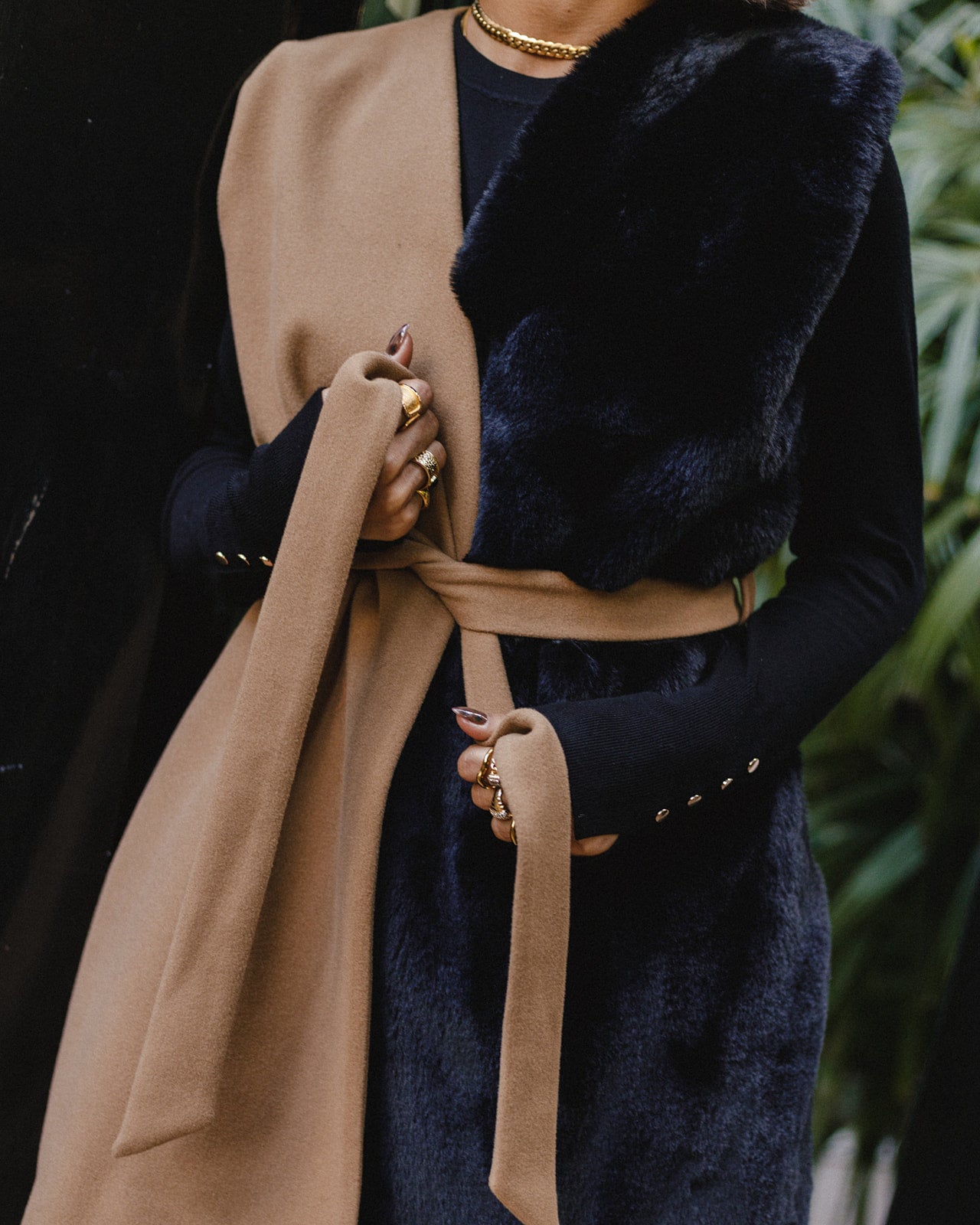 Wool Fur Waistcoat Vest in Camel