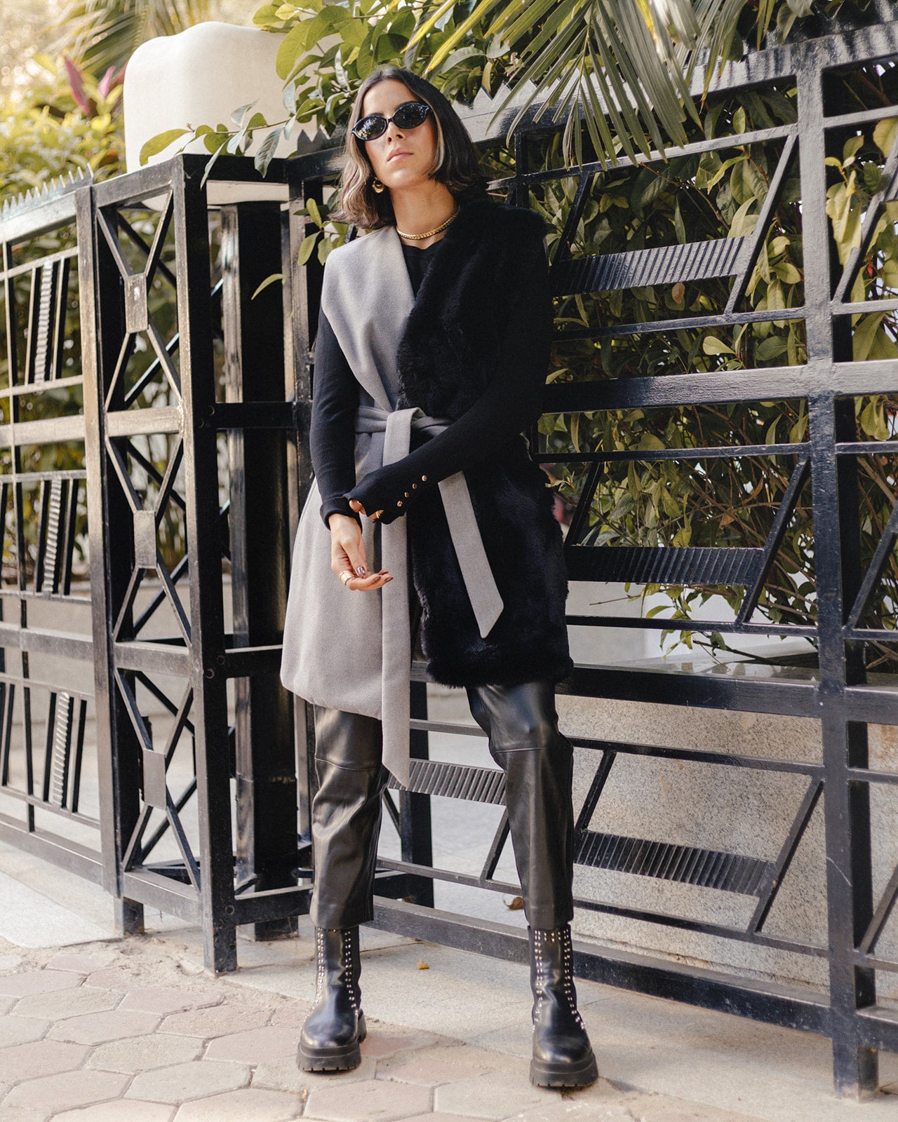 Wool Fur Waistcoat Vest in Grey