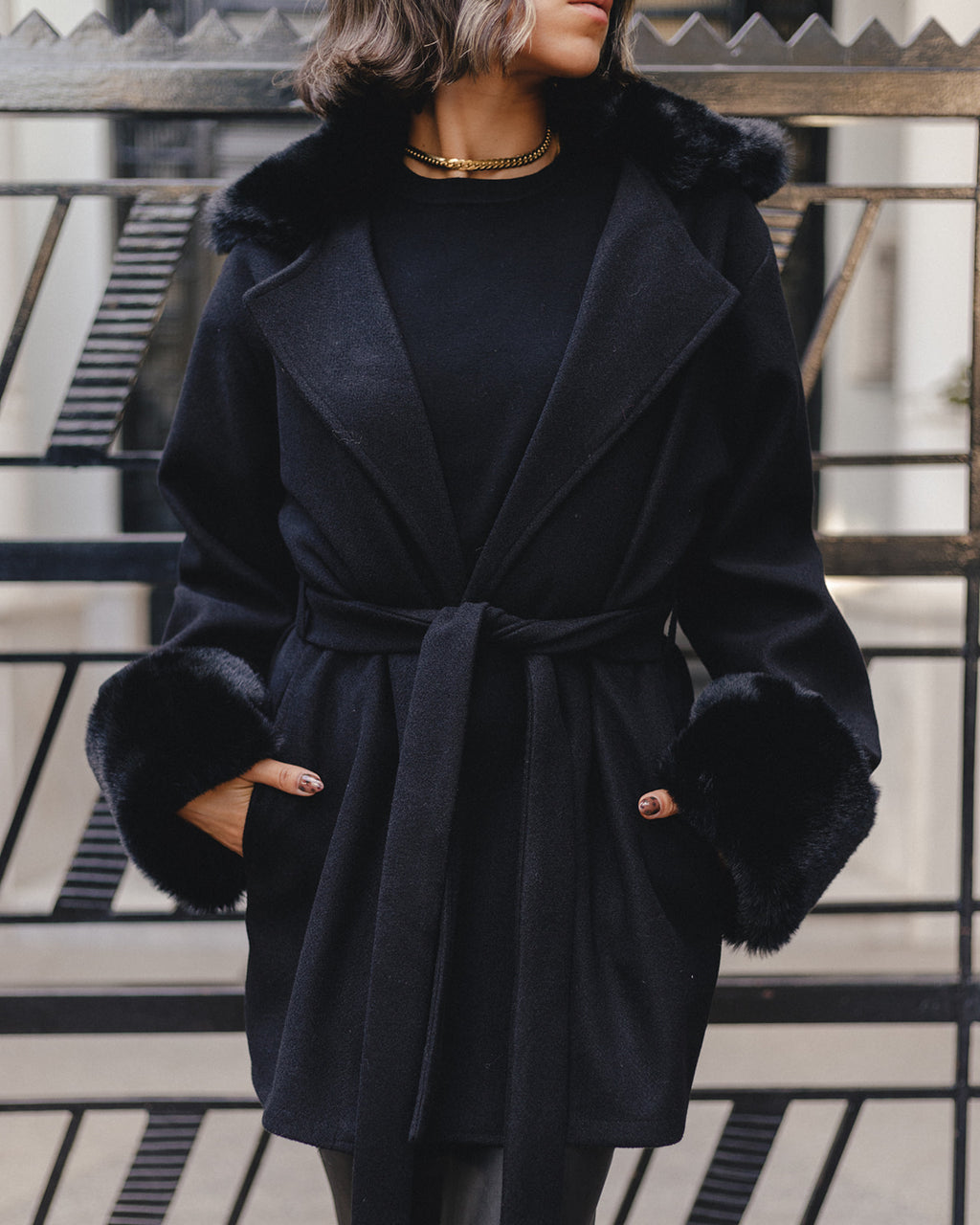 Wool X Fur Collar & Cuffs Jacket