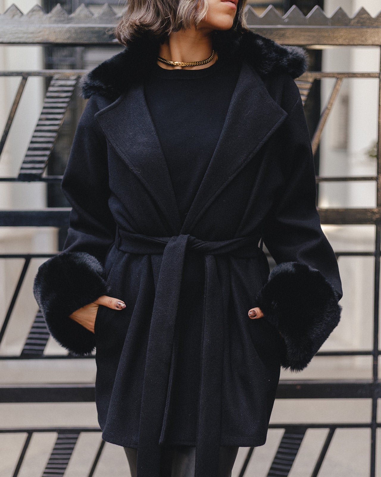 Wool X Fur Collar & Cuffs Jacket