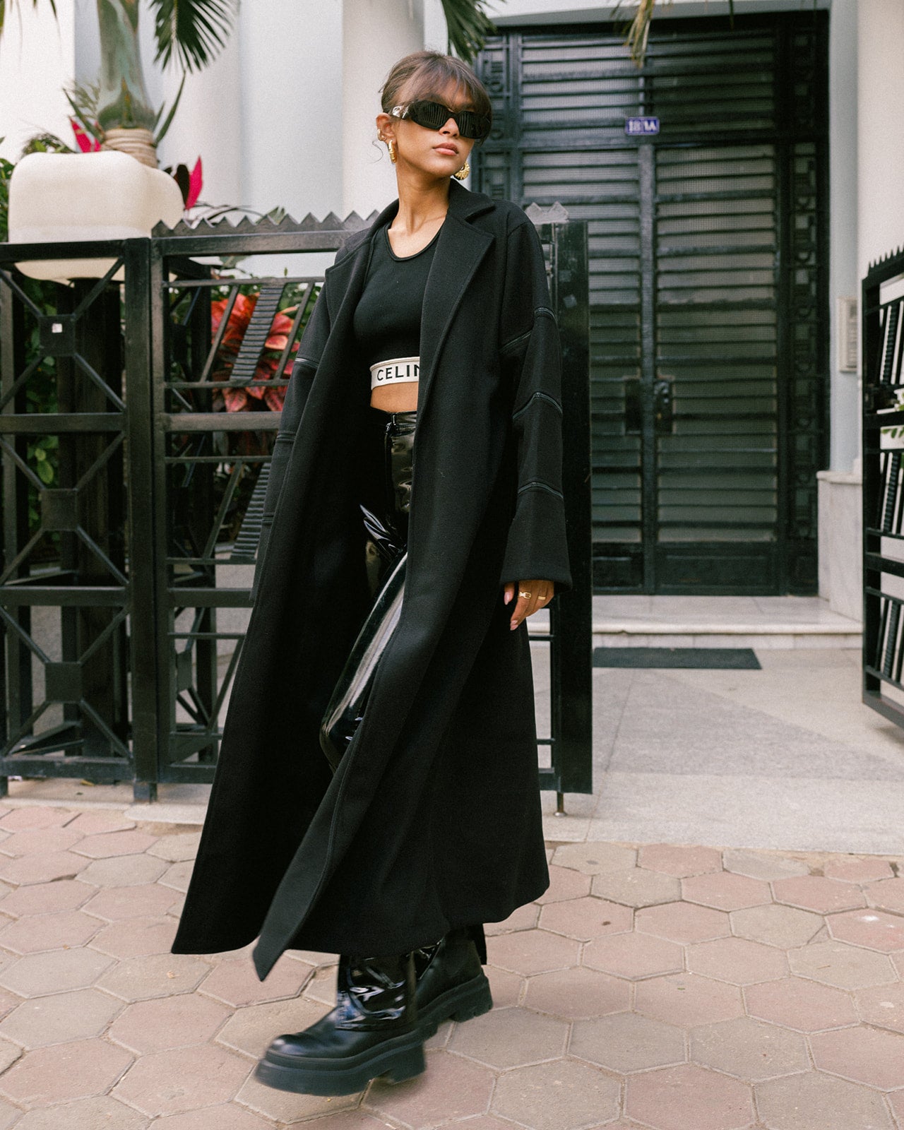 Wool Zipper Coat in Black