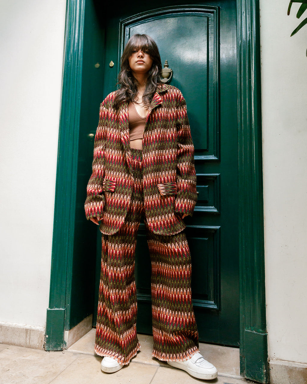 Zigzag Wool Blazer Set