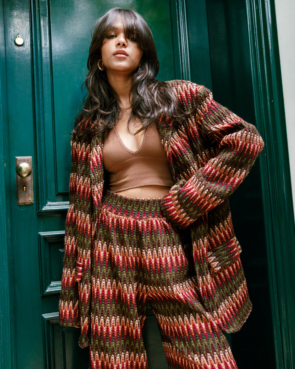 Zigzag Wool Blazer Set