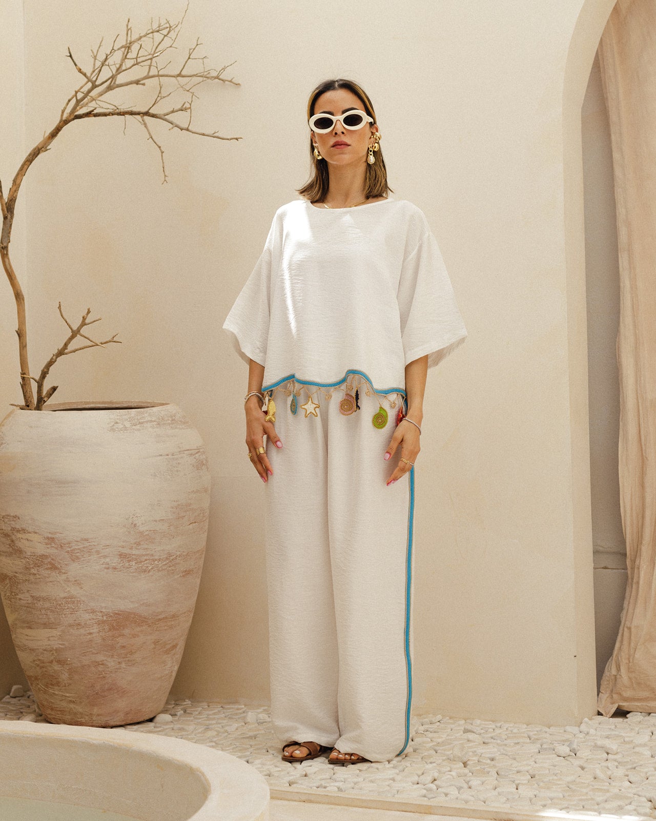 Linen Wavy Hand-Crochet Set