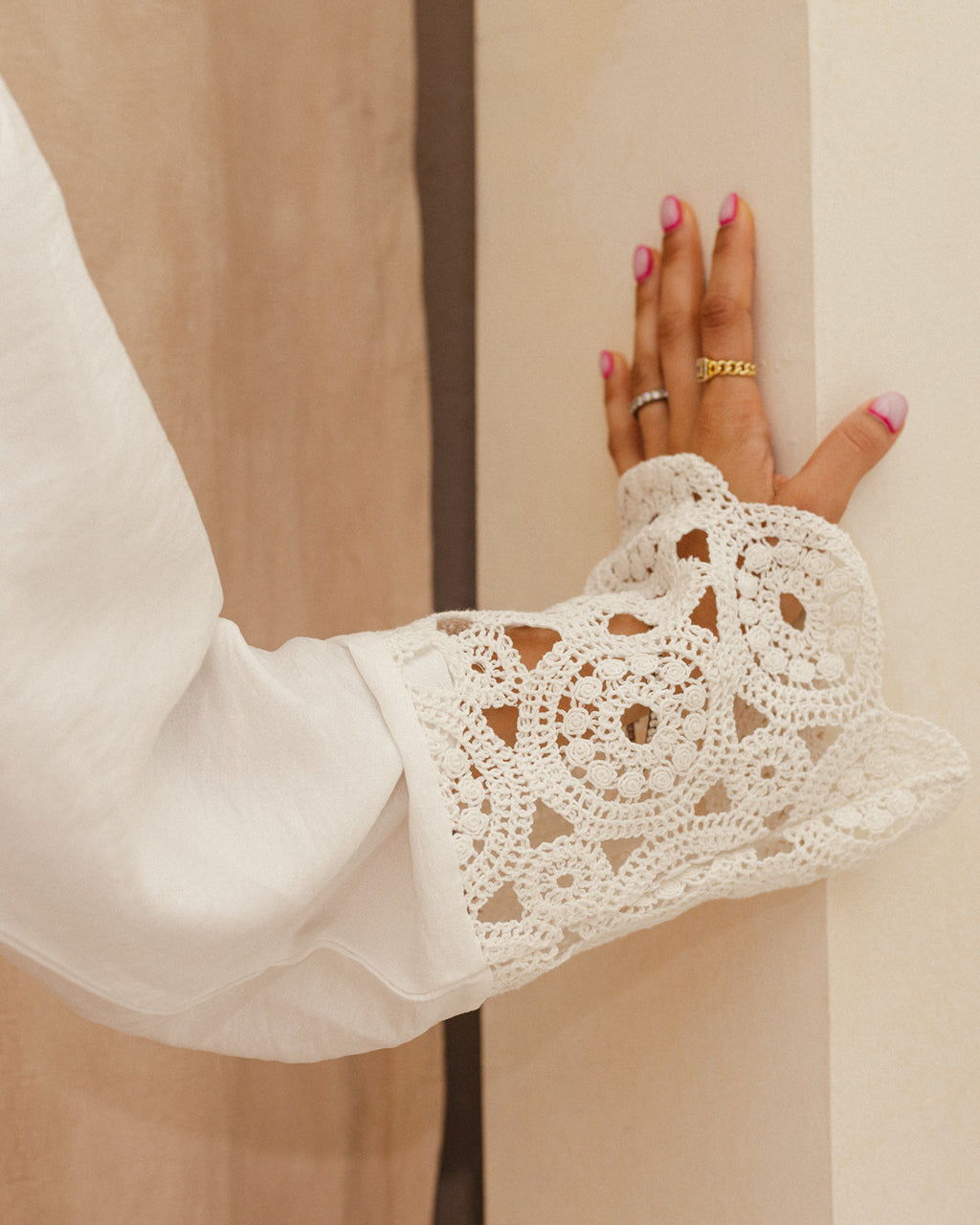 Linen Crochet Shirt Set
