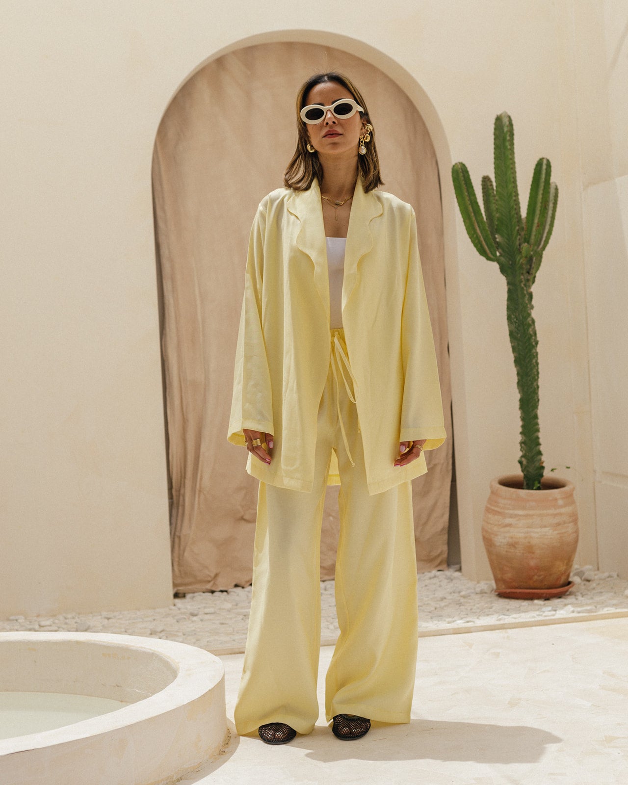 Butter Yellow Wavy Blazer Set