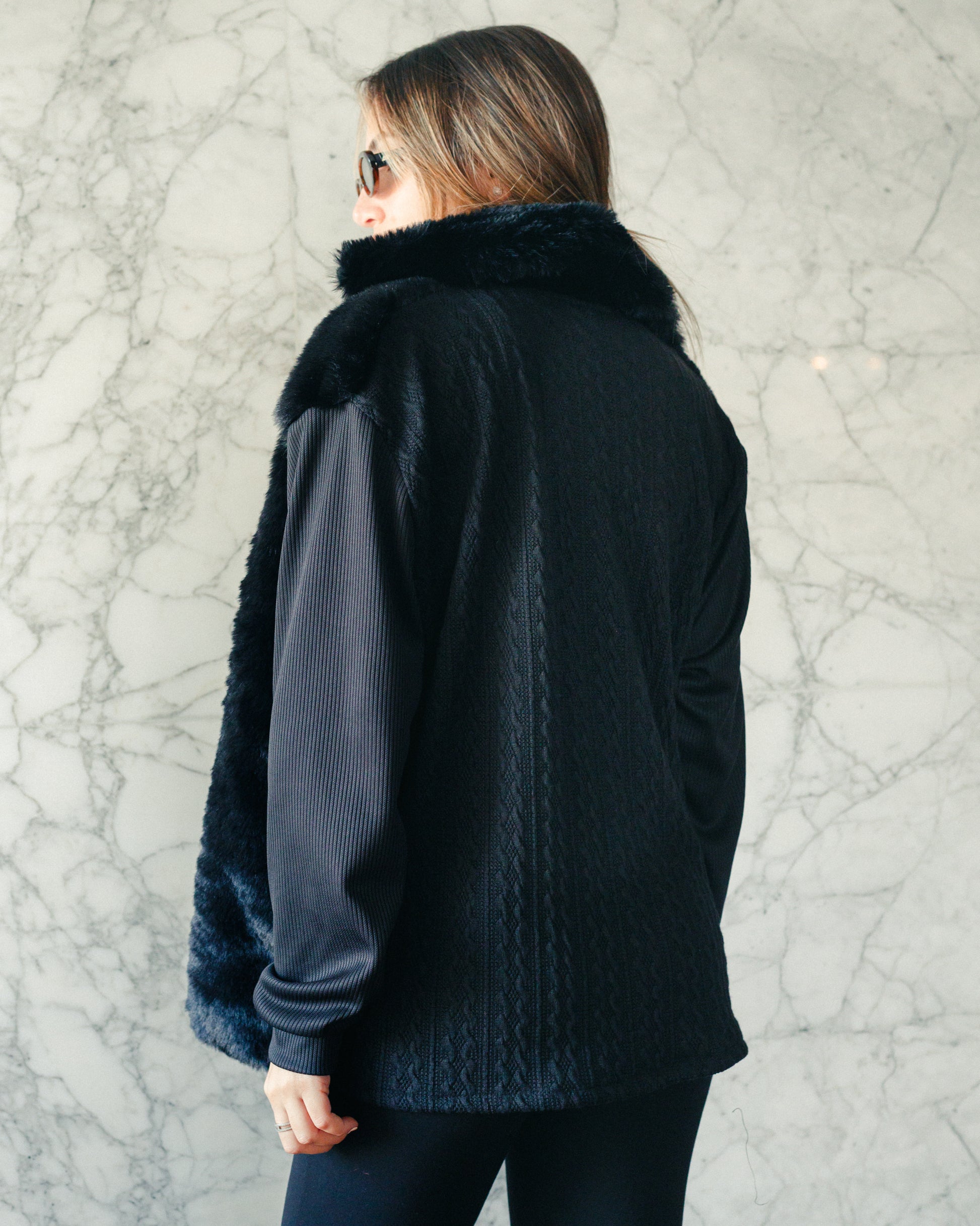 Knit Fur Zipper Jacket