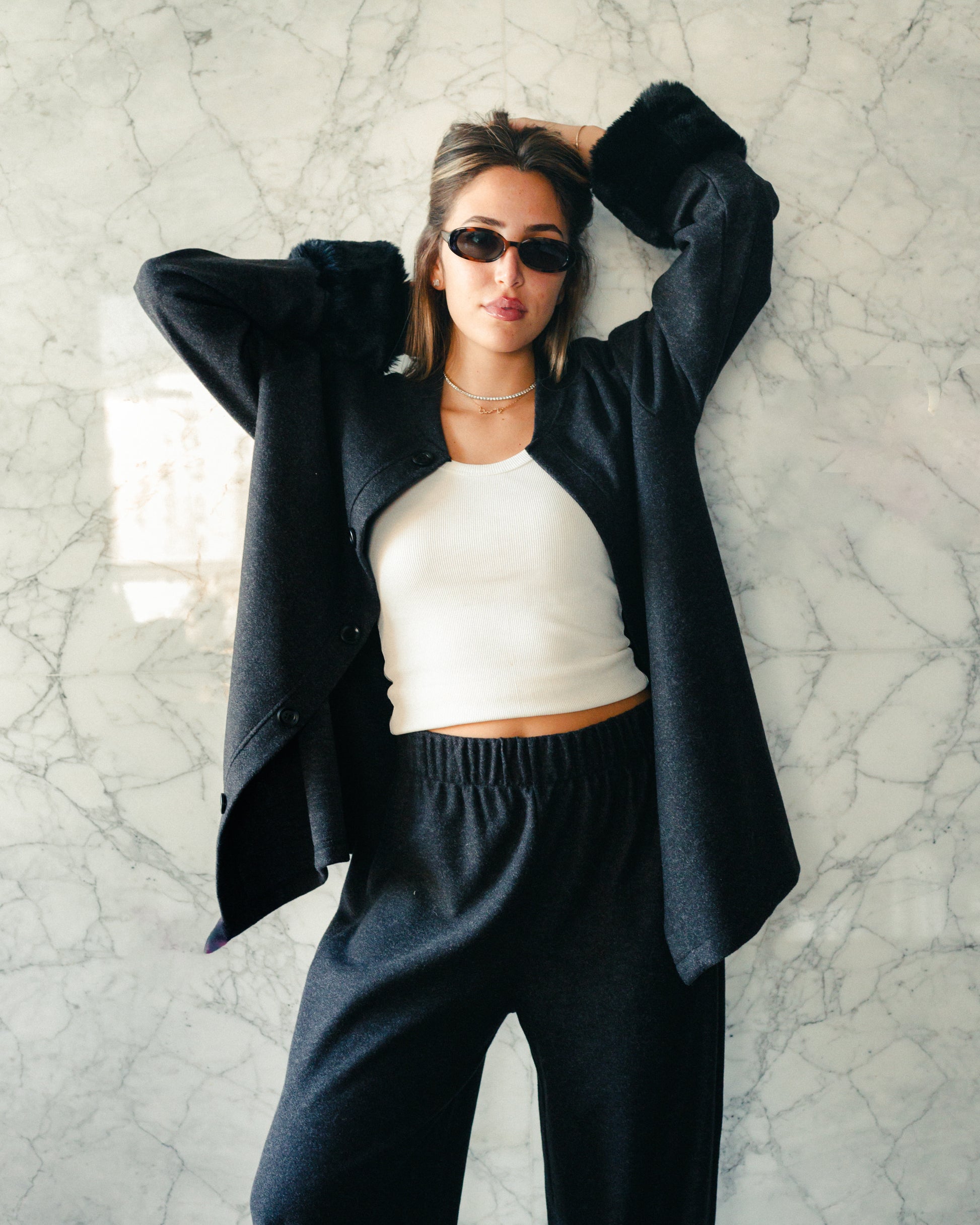 The Fur-Cuff Wool Lounge Set