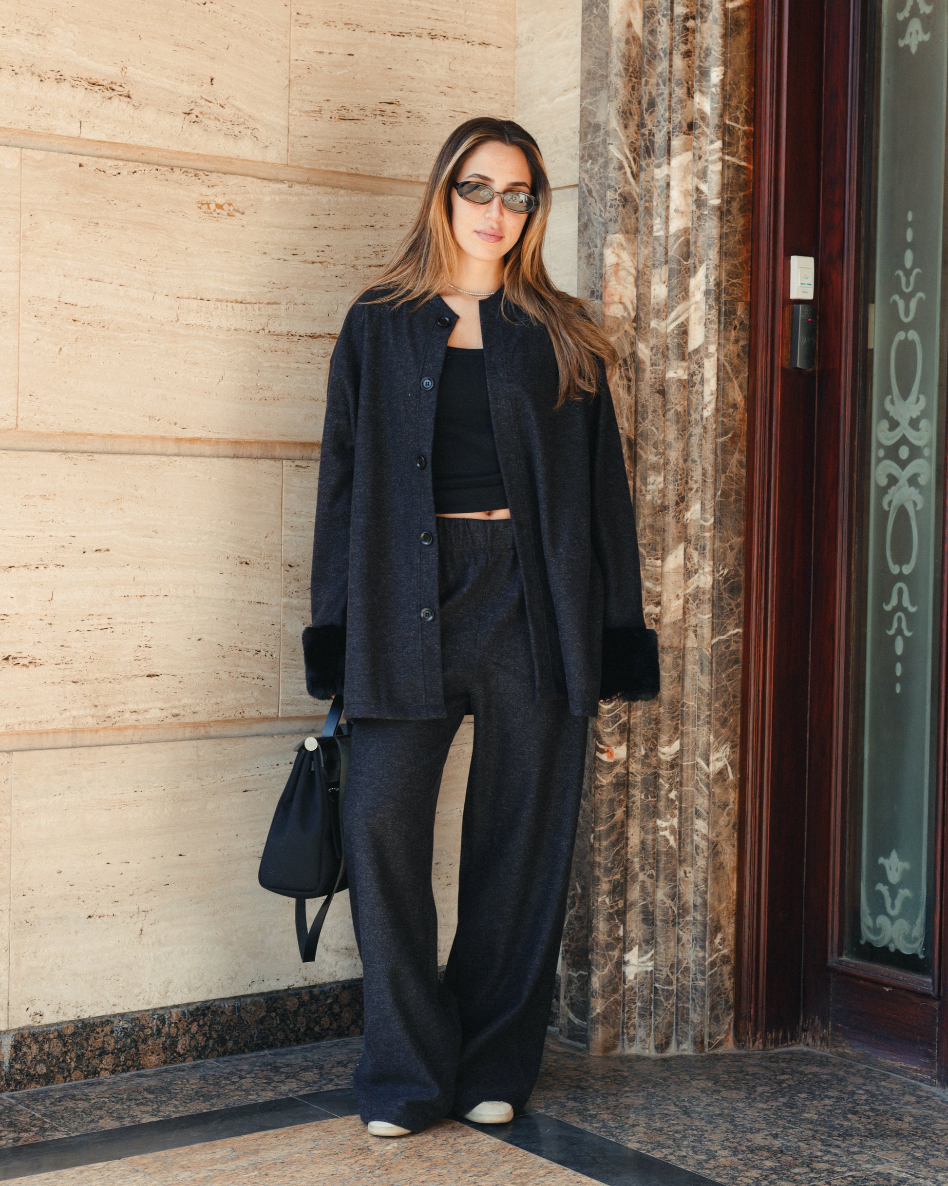 The Fur-Cuff Wool Lounge Set