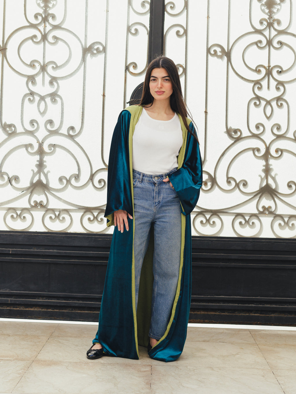Hooded Velvet Tussles Kaftan