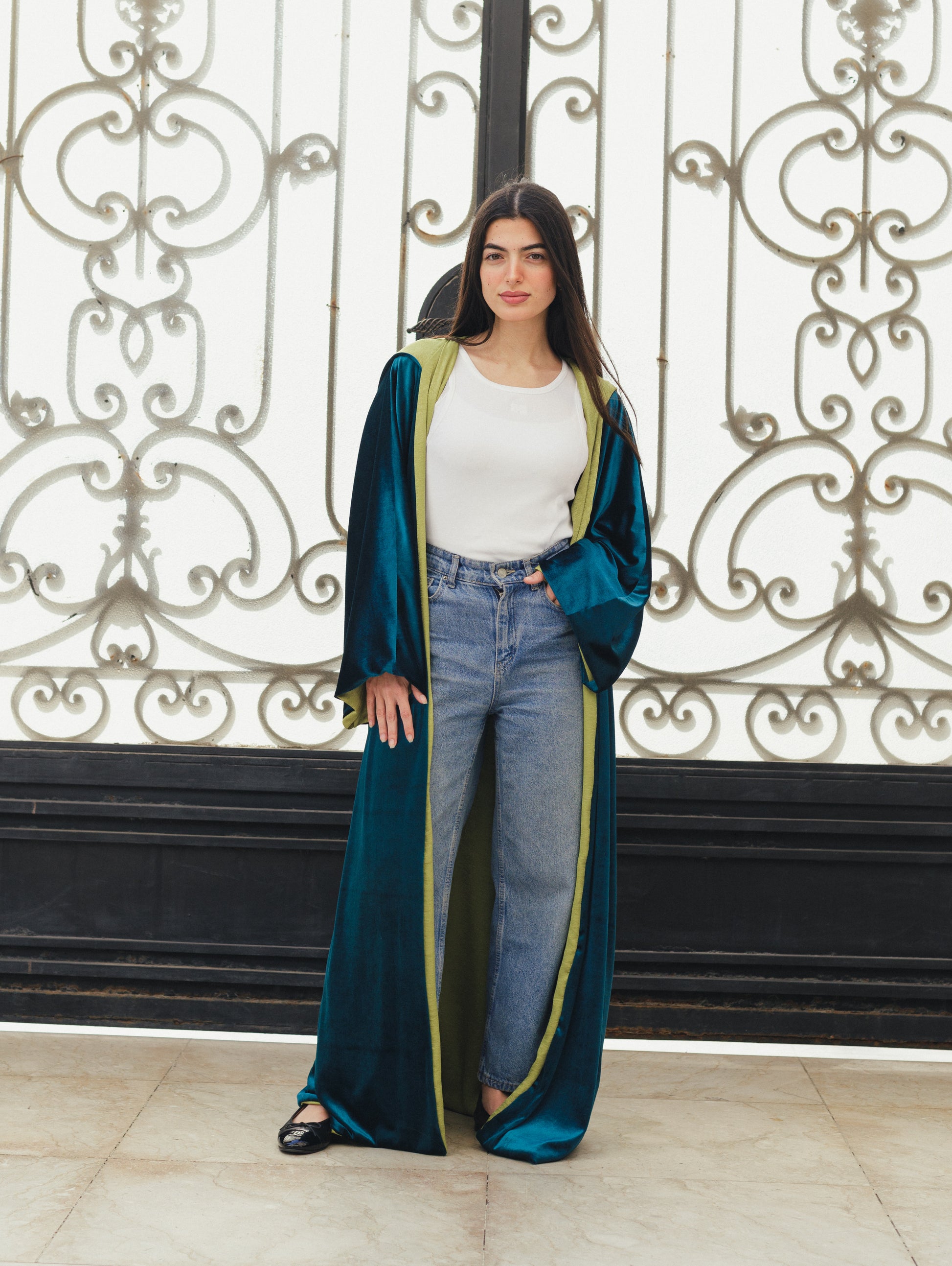 Hooded Velvet Tussles Kaftan
