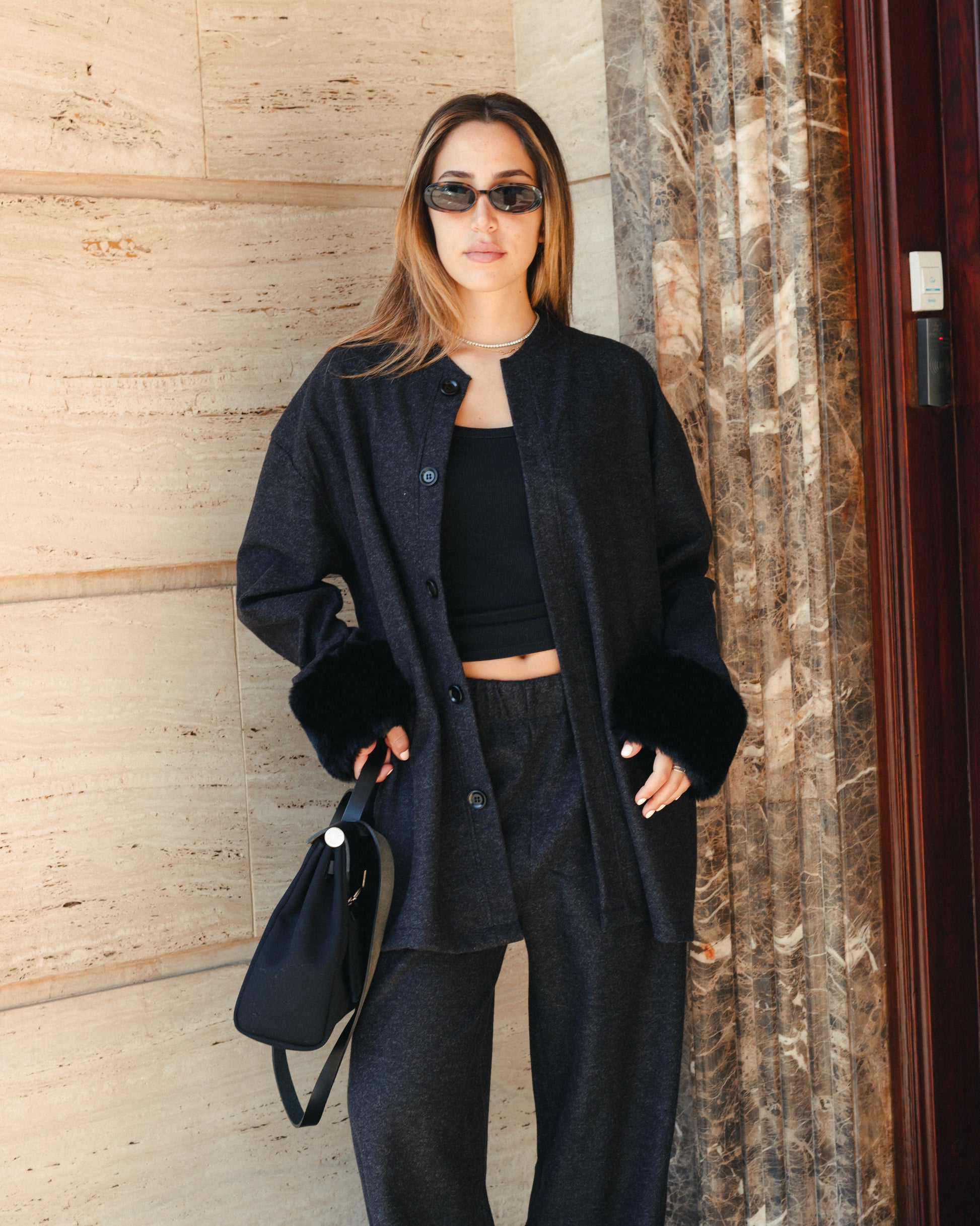 The Fur-Cuff Wool Lounge Set