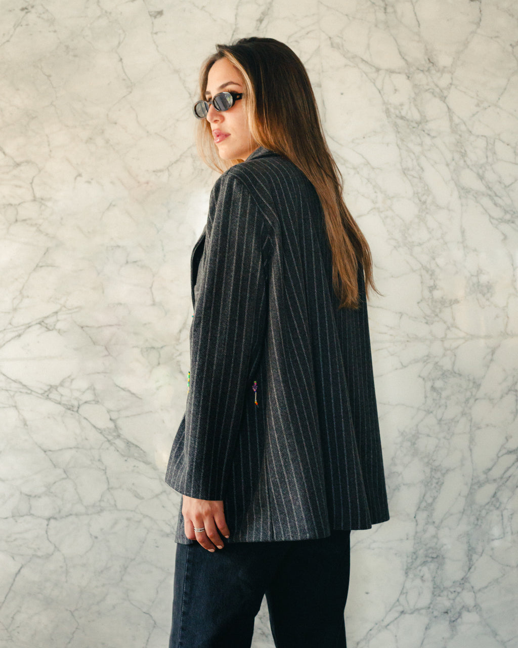 Bead Party Blazer in Grey