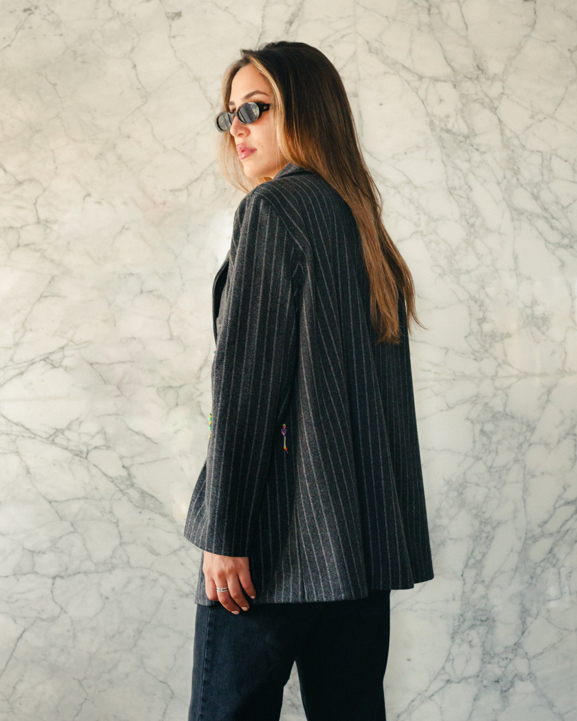 Bead Party Blazer in Grey