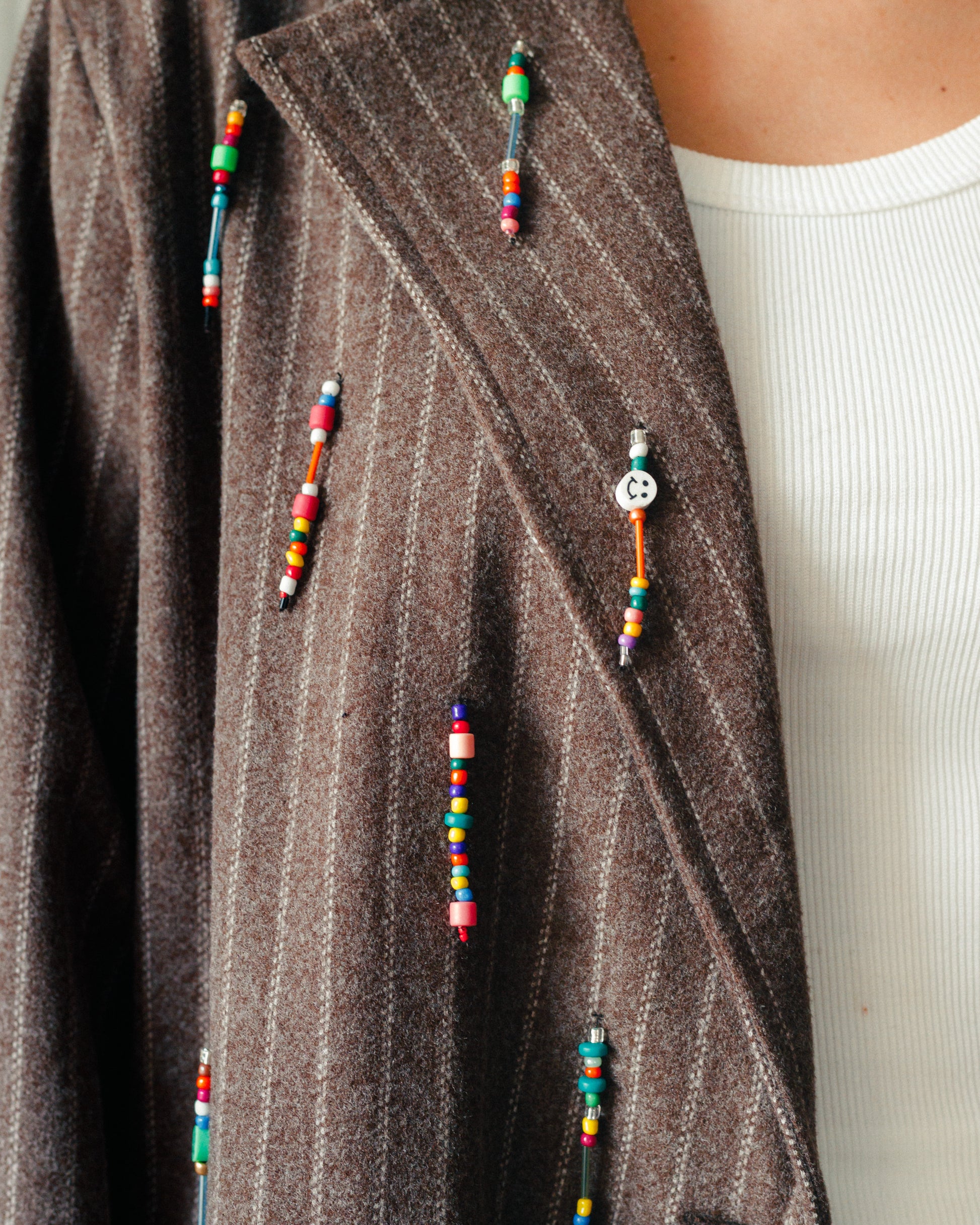 Bead Party Blazer in Brown