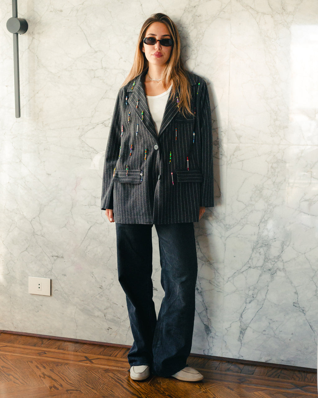 Bead Party Blazer in Grey