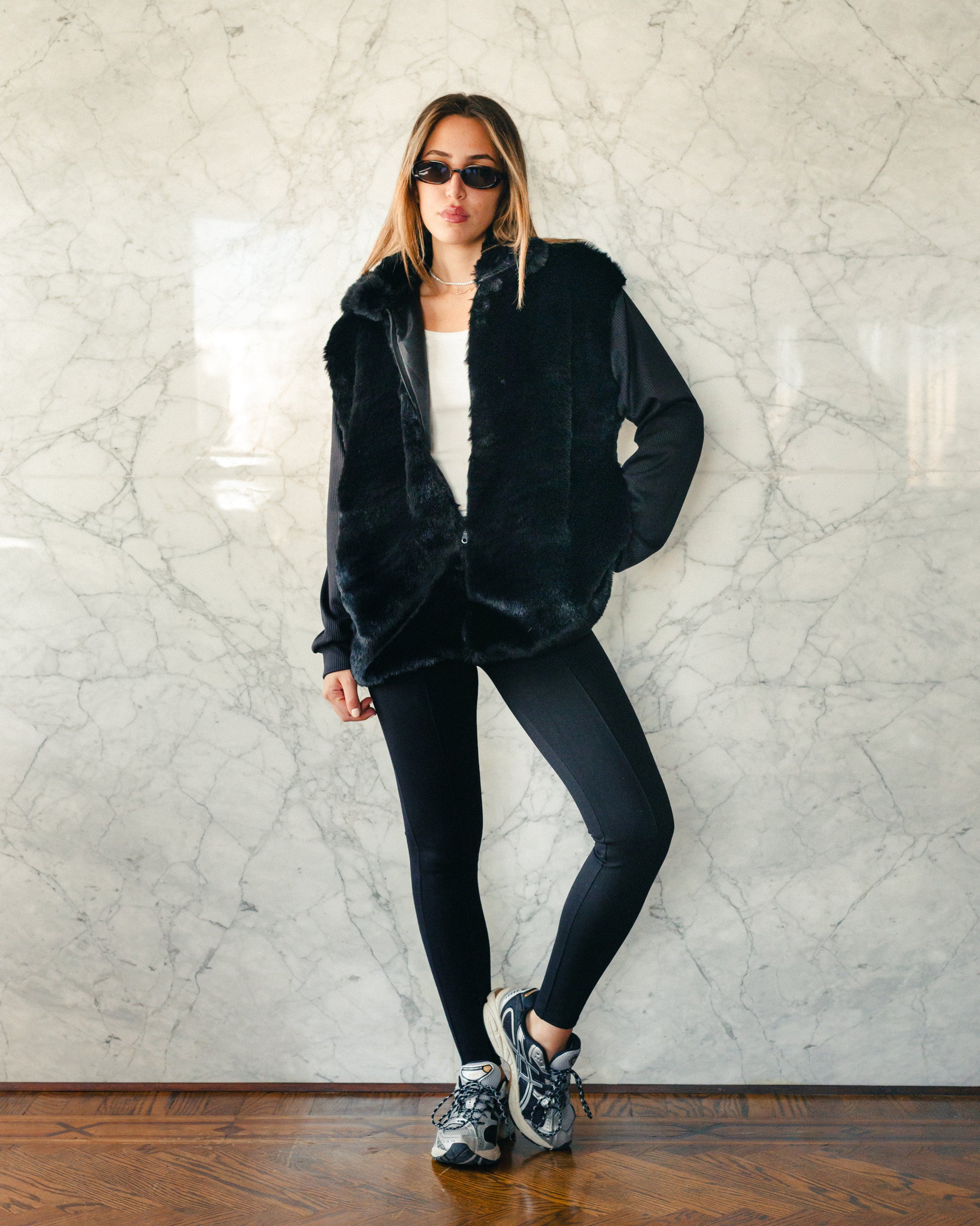 Knit Fur Zipper Jacket