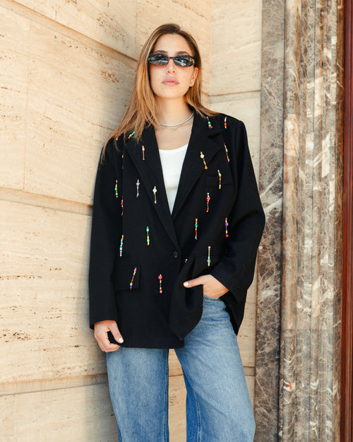 Bead Party Blazer in Black