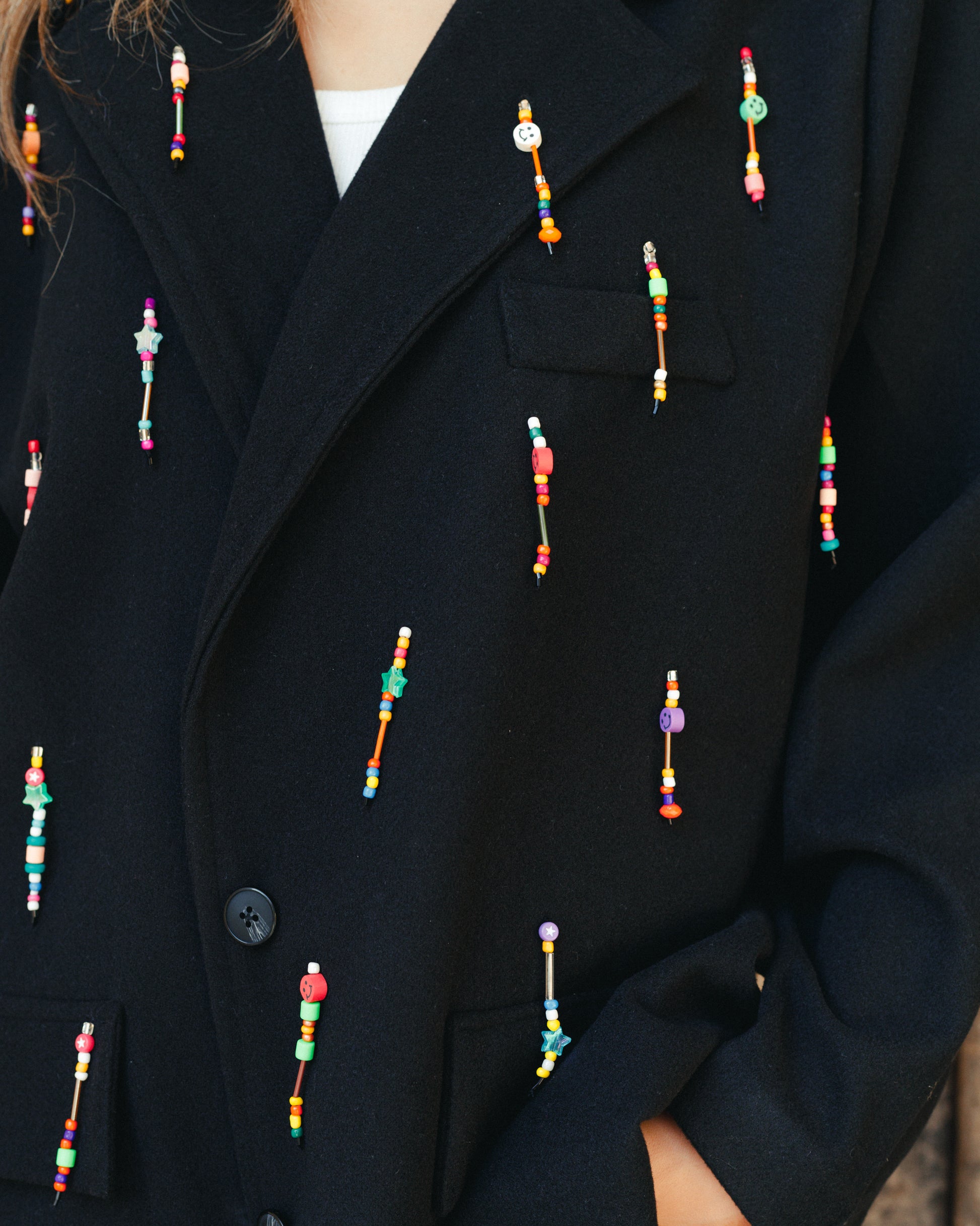 Bead Party Blazer in Black