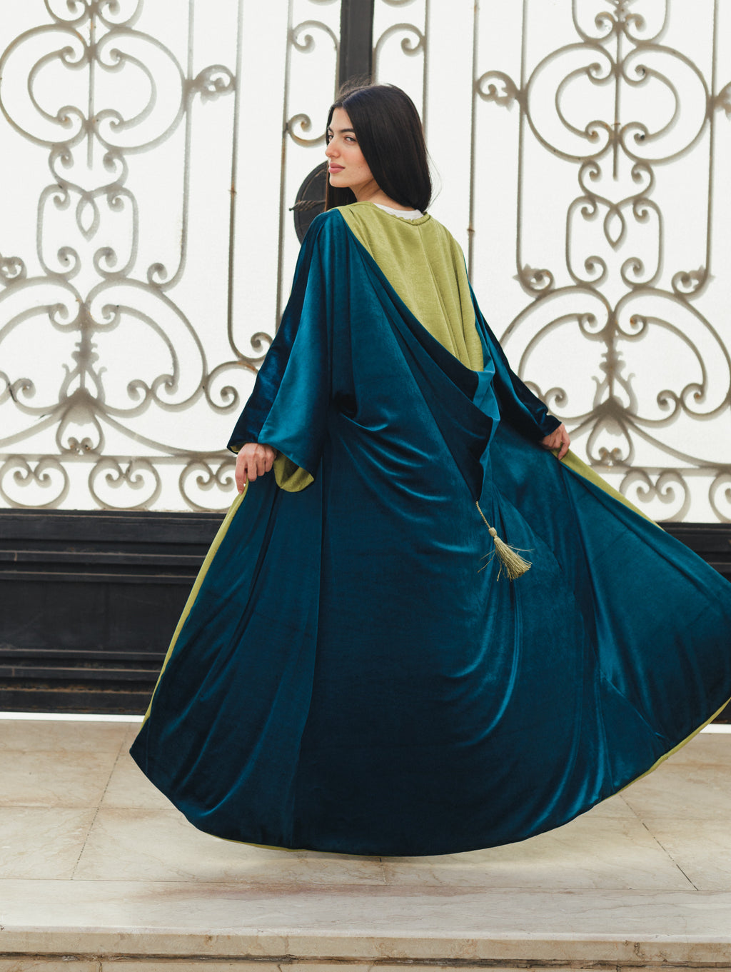 Hooded Velvet Tussles Kaftan
