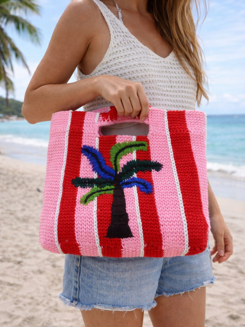 Palm Tree Crochet Beach Bag